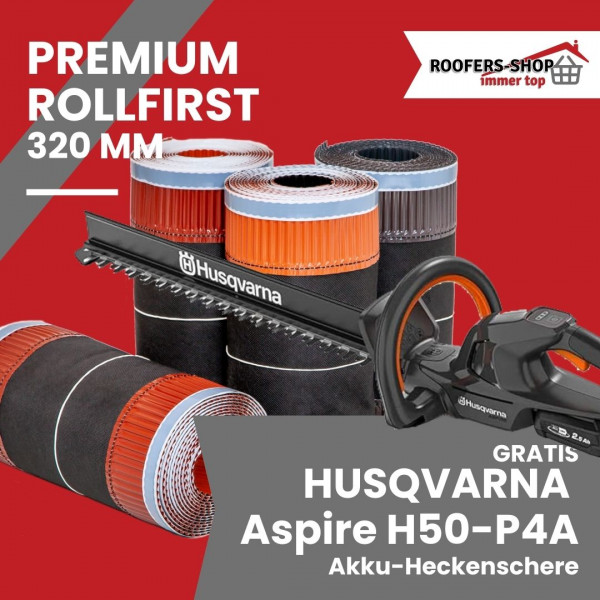 300 m Rollfirst Vlies 320 mm mit HUSQVARNA Aspire H50-P4A Akku-Gartenwerkzeug